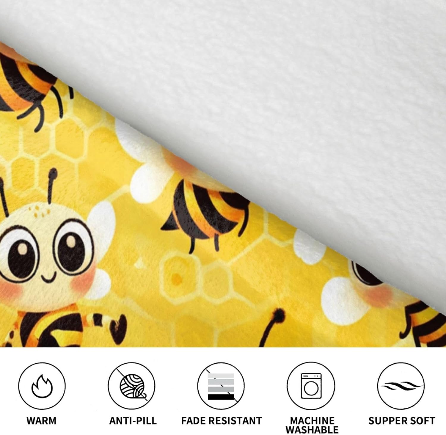 Augenstern Oversized Adult Long Sleeve Flannel Hoodie Blanket Bee-Honeycomb-Cute Soft Fuzzy Hooded Sweatshirt Lounging Pullover