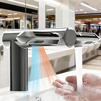 Hand Dryers for Bathrooms Commercial&Home, Electric Hand Dryer Touchless, 2-In-1high-Speed Hand Dryer Faucet Combo,Extra Quiet Low Noise65db,Warm/Cold Air1150w,6s Hand Dry Grey