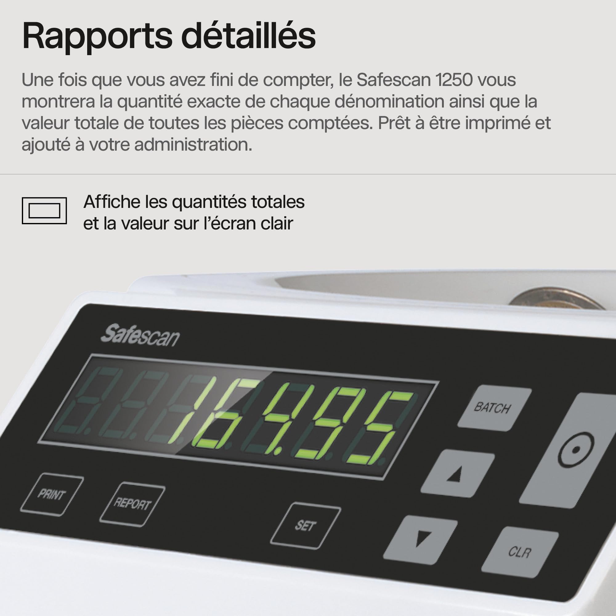 Safescan 1250 Trieuse de monnaie comptage et tri de pièces euros