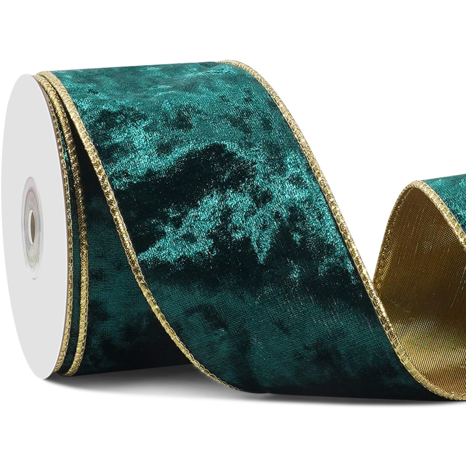 Amazon | クリスマスツリー用グリーン有線ベルベットリボン、幅2.5