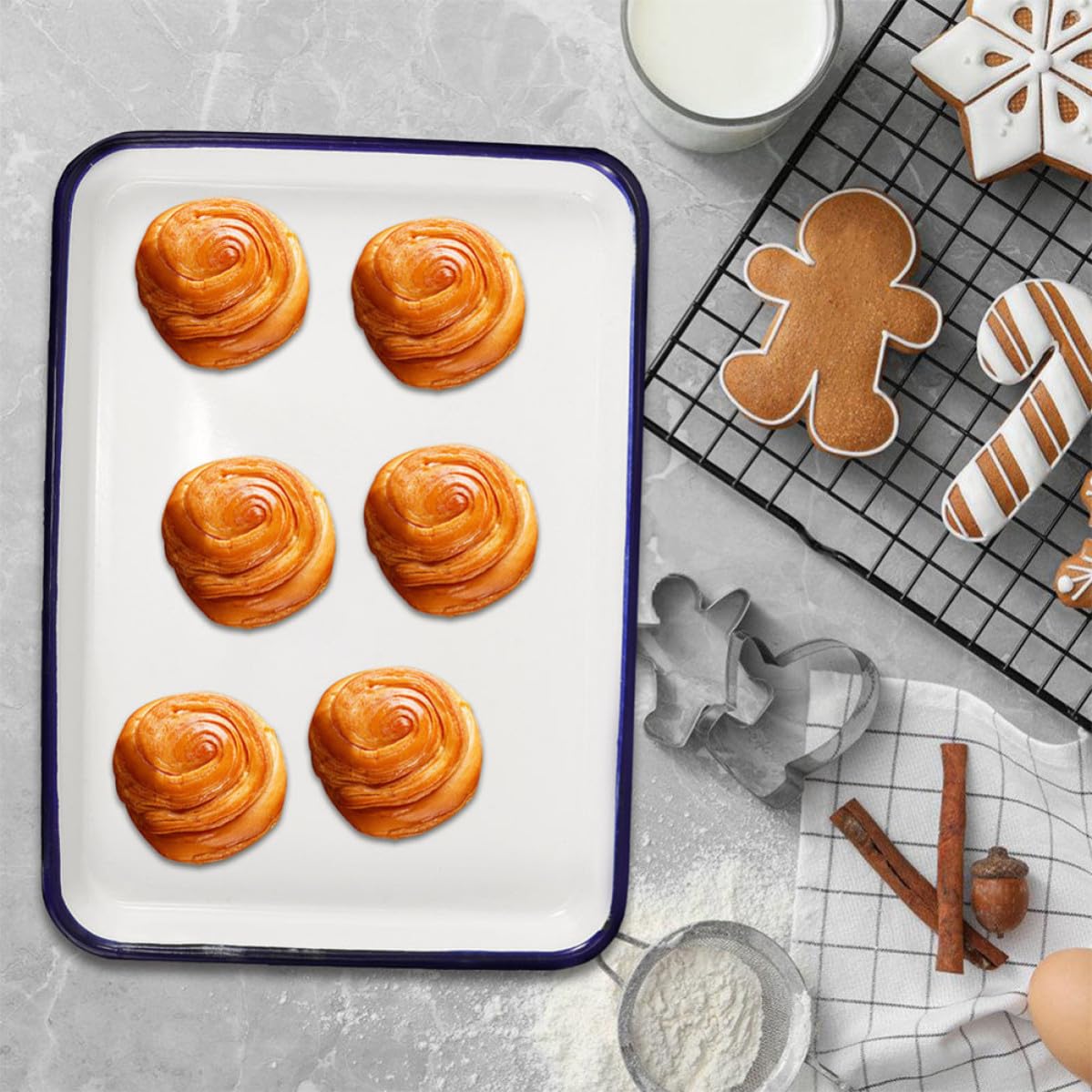 Zerodeko Bandeja de Horno Esmaltada Multifuncional para Hornear, Molde Antiadherente Fácil de Limpiar Adecuado para Cocina y Hogar