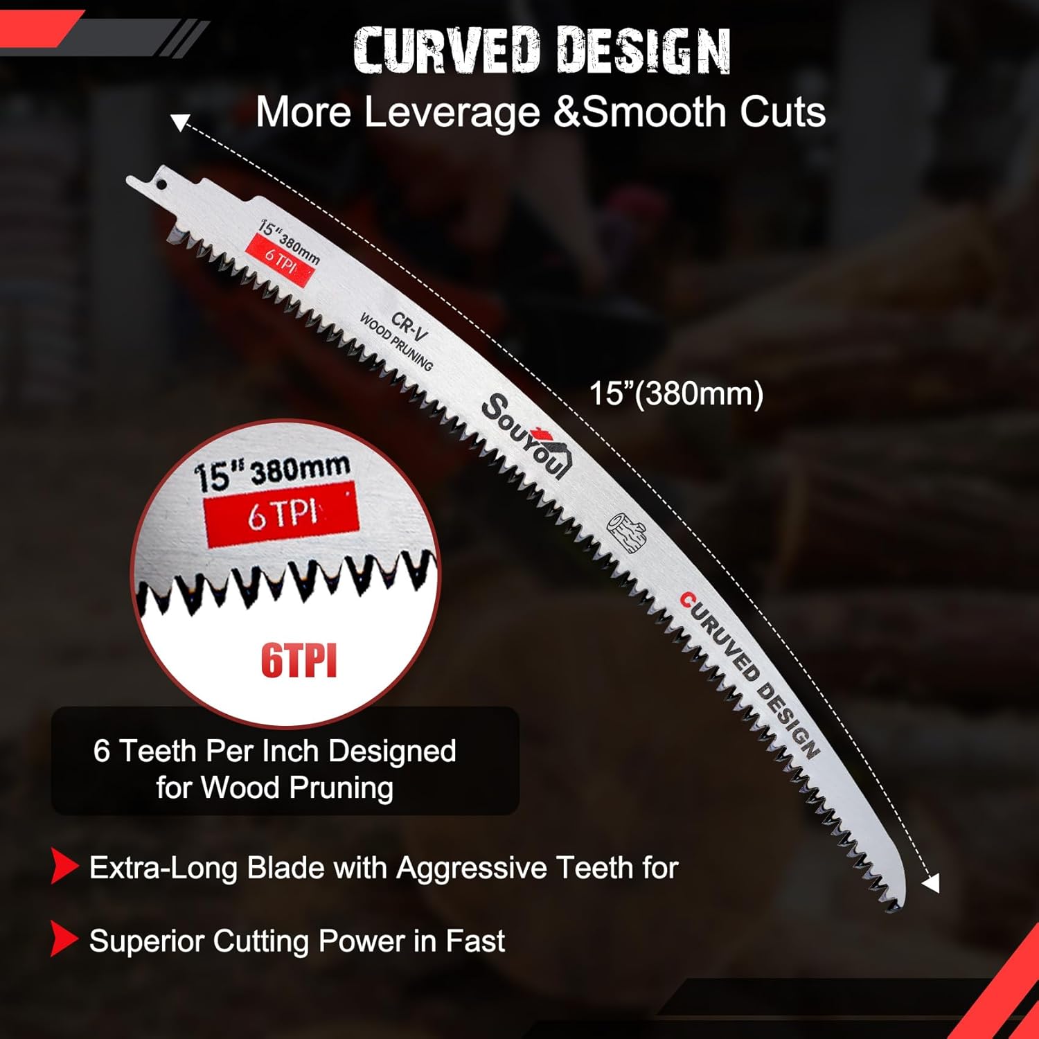 5 Pack 15 Inch 6 Tpi Reciprocating Saw Blades Bi-Metal Steel Demon with Perma-Shield Coating Stud and Reciprocating Saw Blades for Cutting Embedded Wood Metals PVC Pallets etc