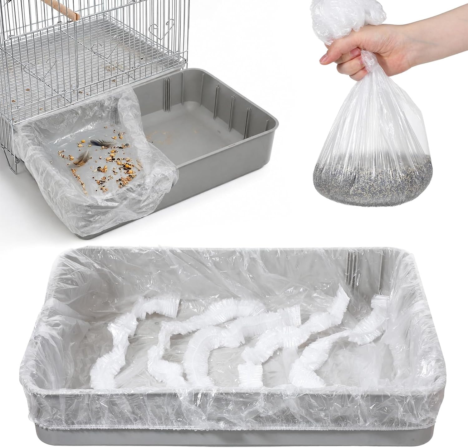 50 Pcs Disposable Bird Cage Liners, 34 x 22 Inch Clear Plastic Bird Cage Liner Large Size Parakeet Cages Bottom Liner for Finches Canaries, Cockatiels, Macaws