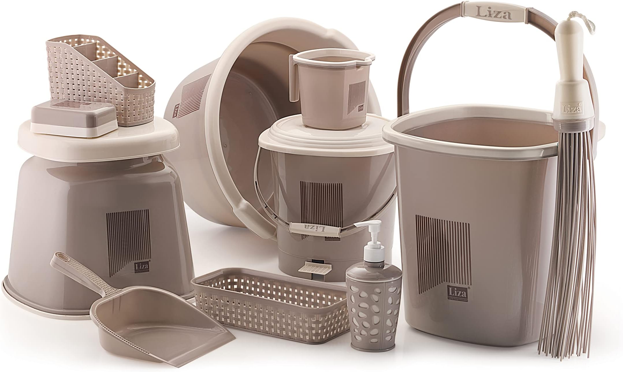 Liza Bathroom Set 11 Pc,Bucket(18ltr),Tub(18ltr),Mug(1 LTR),Push dust ...