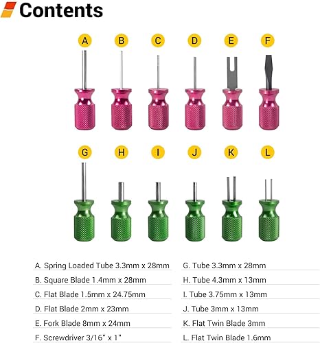Miniatura 2 de EWK Kit de herramientas de extracción de conectores de liberación de terminales eléctricos universales de cable automotriz de 12 piezas
