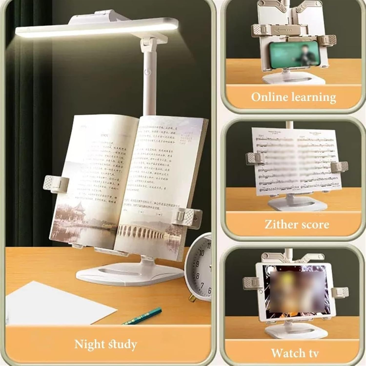 Book Stand Adjustable, Book Holder for Reading Hands Free Portable Textbook Stand with Page Clips Cookbook Holder for Document Music Book Laptop Tablet (Color : B) (A) (A)