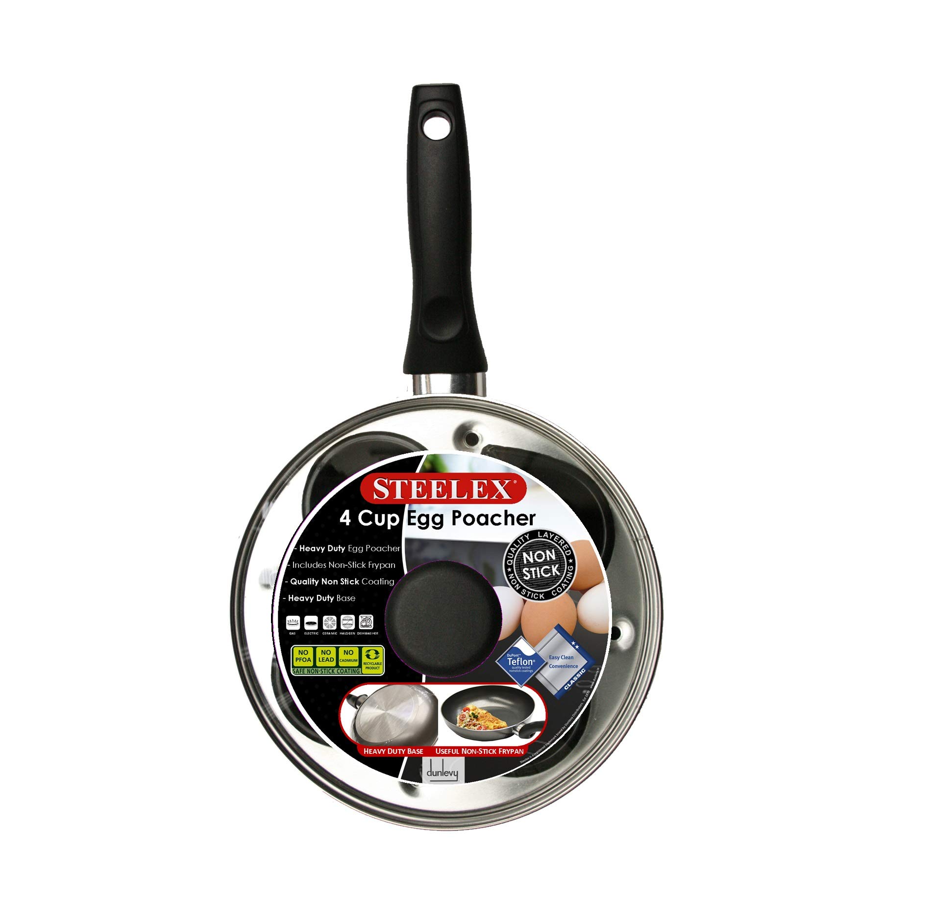 4 tazas de huevo escalfador sartén de teflón antiadherente huevo escalfado de aluminio