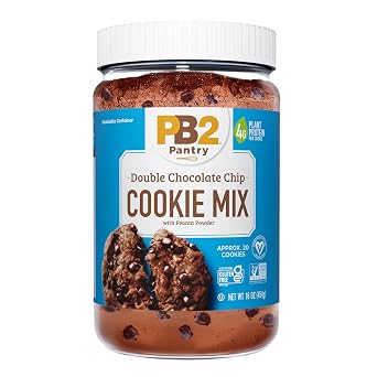 PB2 Pantry Bundle of Double Chocolate Chip Cookie & Chocolate Chip Brownie Mix | Certified Vegan, Gluten-Free, Non-GMO, 4g Plant Protein per Serving, 16oz Jars [Pack Of 2]