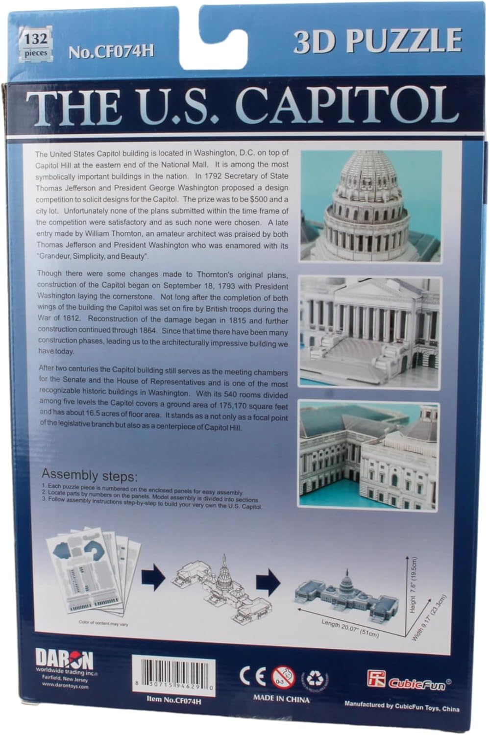 US Capitol Building 3D Puzzle, 132 Pieces