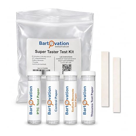 Super Taster Test Kit with Lab Instructions - Genetics Classroom Pack - PTC Paper Strips, Sodium Benzoate, Thiourea, and Control [100 Complete Experiments]