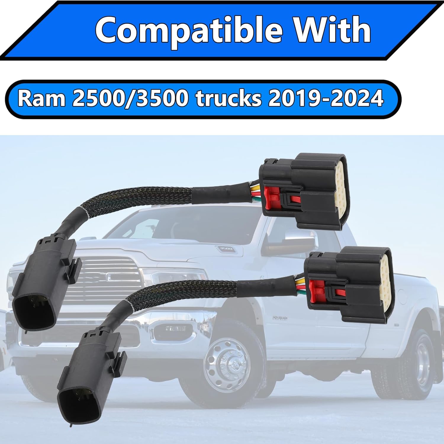 Halogen to LED 5th Gen Taillight Adapter Conversion Wiring Harness Kit Left Right for Ram 2500 3500 2019-2024, Automotive Replacement Electrical Wiring Harnesses, Compatible with, Easy to install
