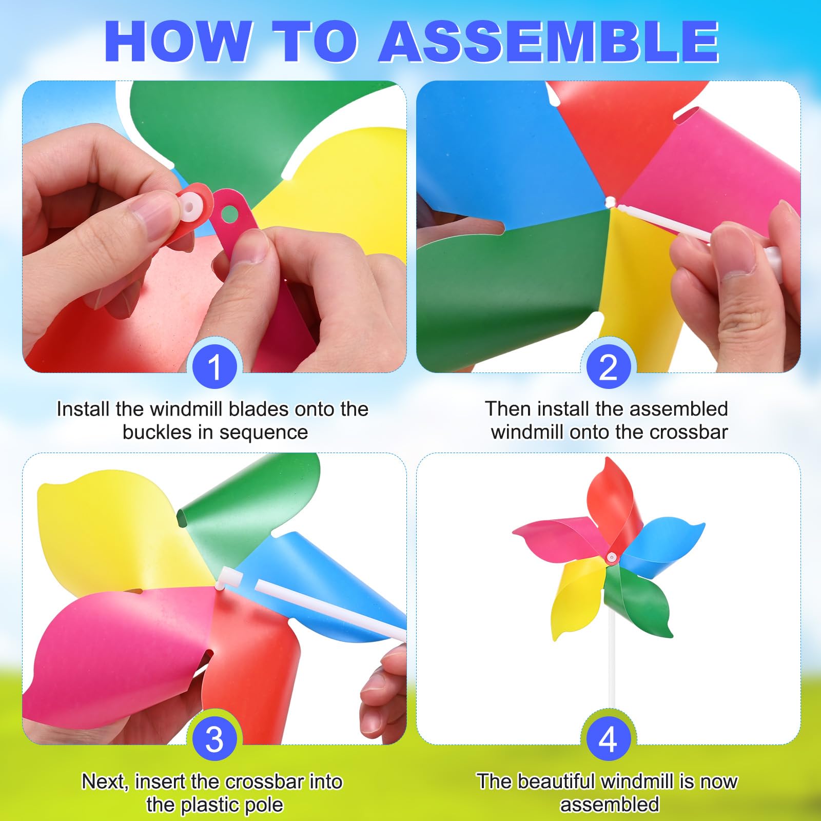 M METERXITY 10-Pack Cinque Lame Girandole Arcobaleno 9.4 Pollici Girandole Di Plastica Per Esterni Decorazioni Per Feste Giardino Prato Girandole gioco [Blu Scuro]