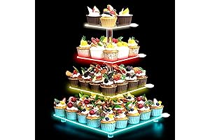 4-Tier LED Cupcake Stand: Illuminate Your Sweet Delights