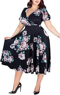 Women's V-Neckline Stretchy Casual Midi Plus Size...