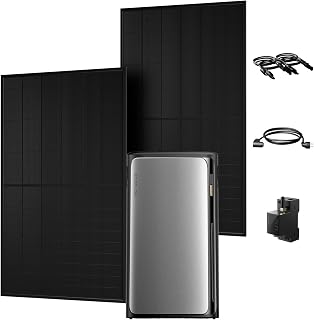 Powerness® All in One 1000W Balkonkraftwerk mit Speicher 1920Wh, ECOFLOW STREAM Ultra mit 4 MPPT, Smarten Zähler & Zubehör Komplettset, 2× 500W Full Black Bifaziale Solarmodule, Plug & Play(0% MwSt)