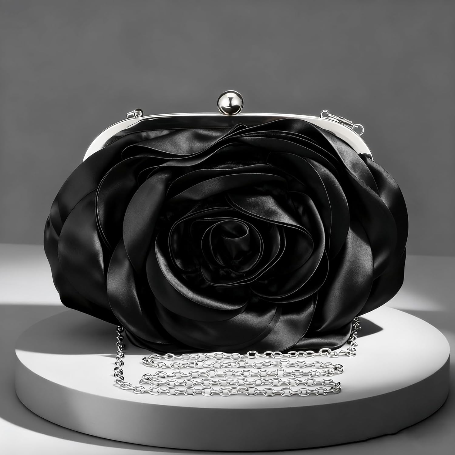 Clutch Purse for Women Evening Bag Flower Satin Handbag Classy Wristlet Purse for Formal Prom Party Wedding Daily - Image 3