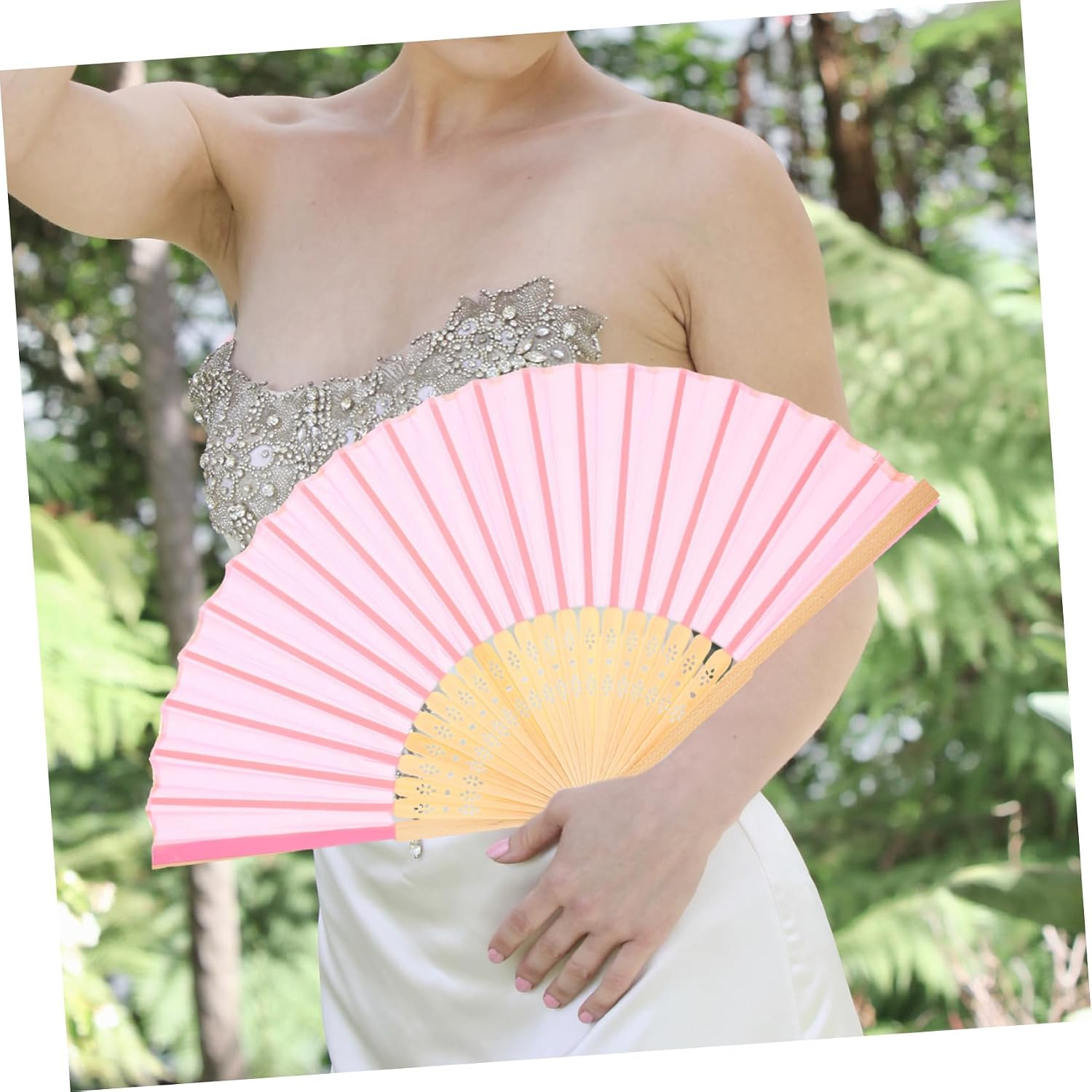 ABOOFAN Handheld Folding Fabric Fan for Dance Weddings and Parties Bulk and Elegant Design for Performances and