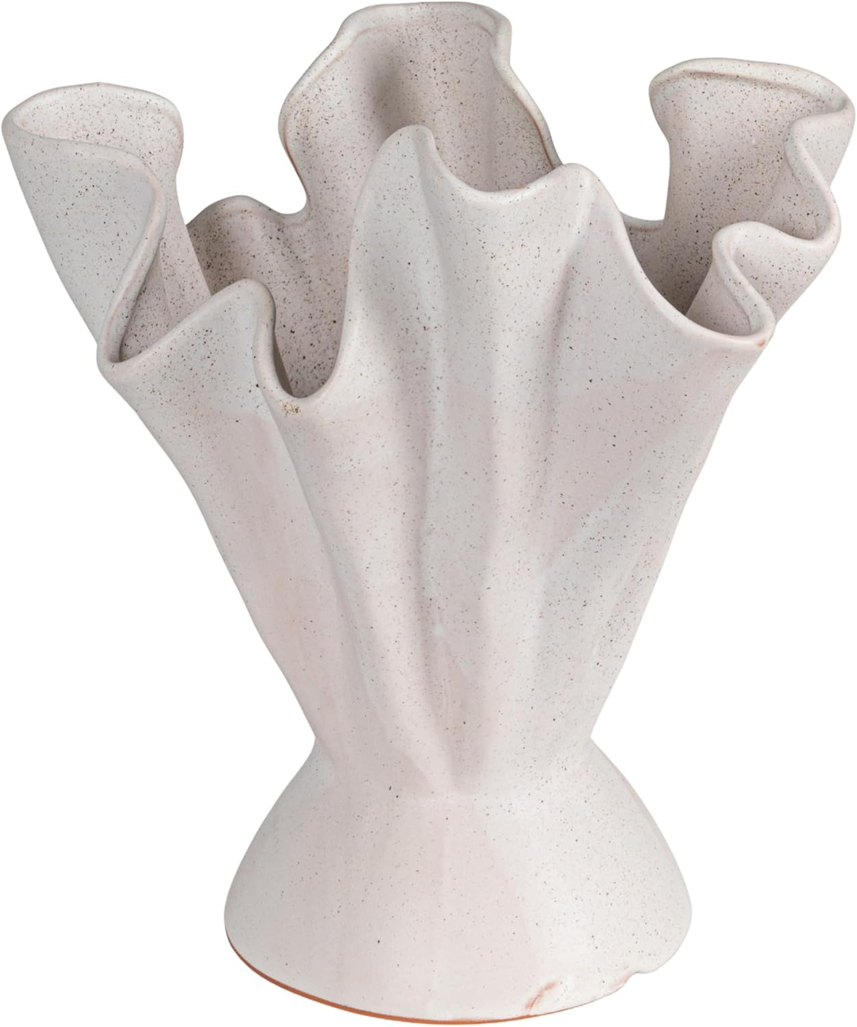 Bloomingville Stoneware Ruffled Vase, Cream Matte Cream