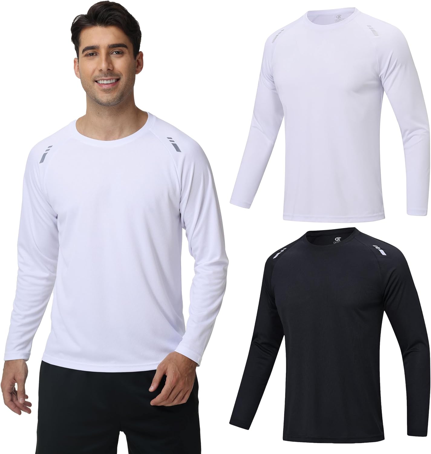 Men's Rash Guard Two-Piece Set UPF 50+ UV Protection Quick Dry Lightweight Long Sleeve Athletic Shirts