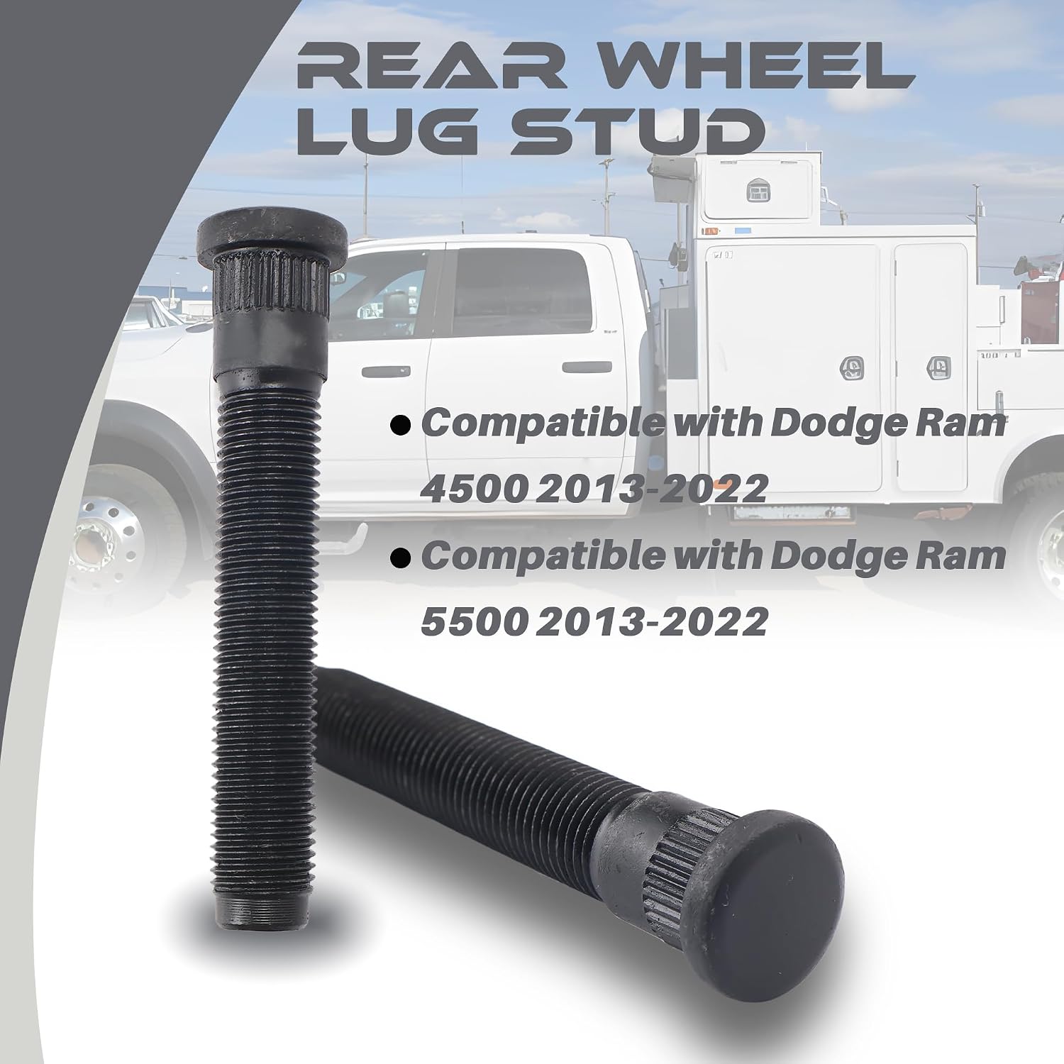 Rear Wheel Lug Stud Compatible with Dodge Ram 4500 2013-2022, for Dodge Ram 5500 2013-2022, Replacement Part Number# 6509420AA, Pack of 10pcs