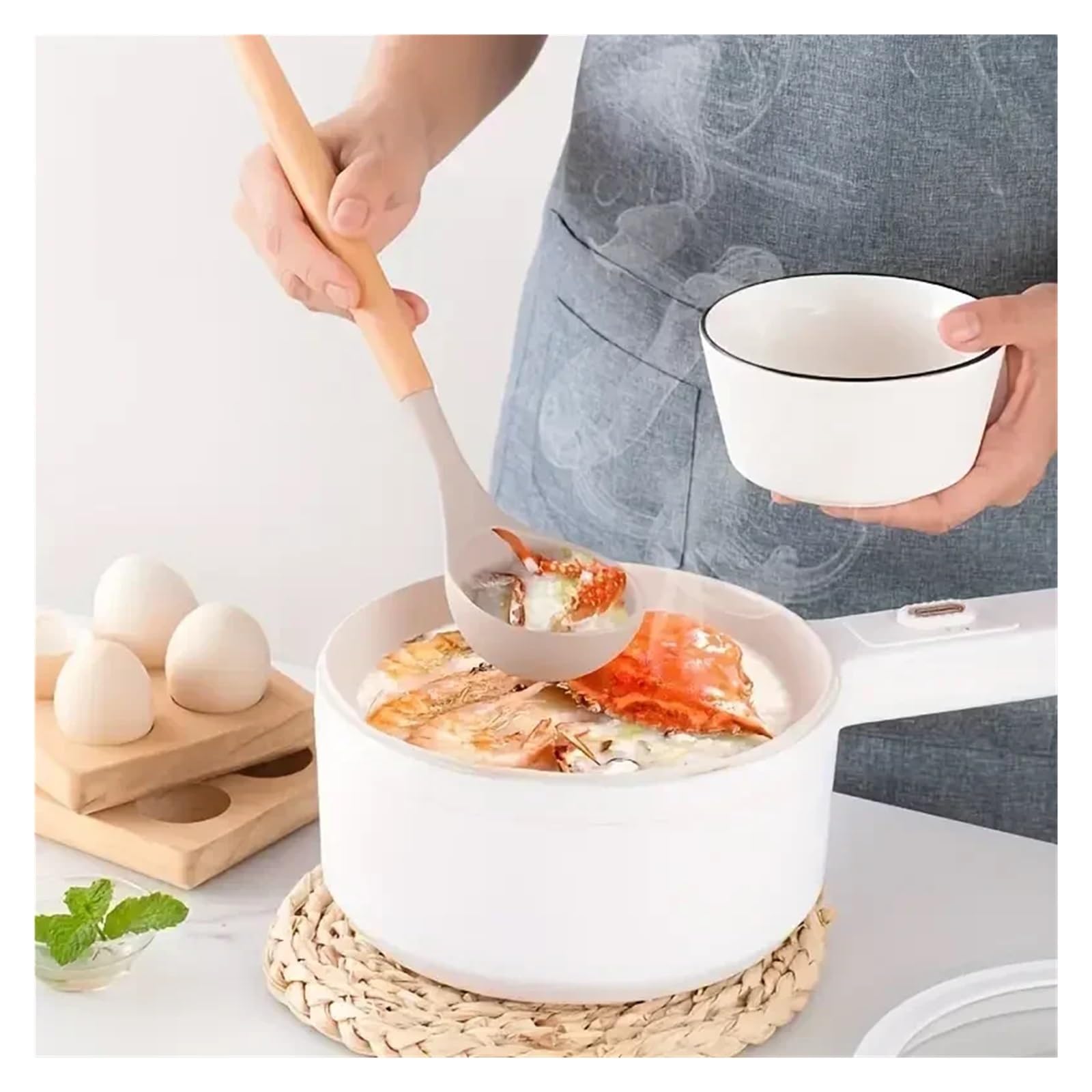 Juego de utensilios cocina con mango madera y silicona: espátula cuchara(12pcs gray)