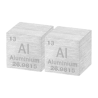 uxcell 2 Pcs Aluminum Cube, 0.5 Inch High Density Metal Element Cube Metal Density Cube for Chemical Elements Collection Science Education Experiment Application, Silver
