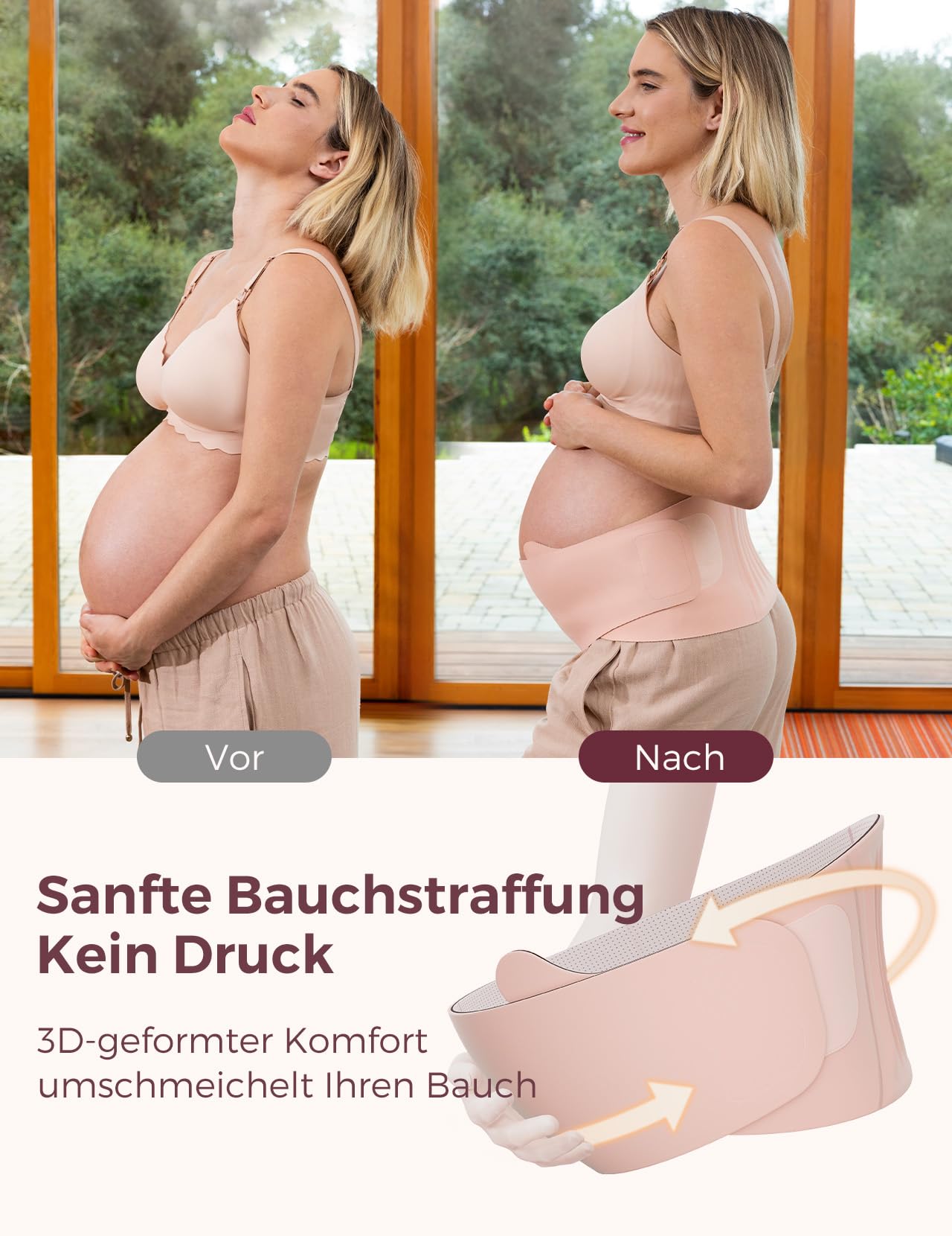 Momcozy Schwangerschafts-Bauchband – Ergonomische Rückenstütze & atmungsaktives Material – Verstellbarer Umstandsgürtel zur Linderung von Bauch-, Becken- und Rückenschmerzen