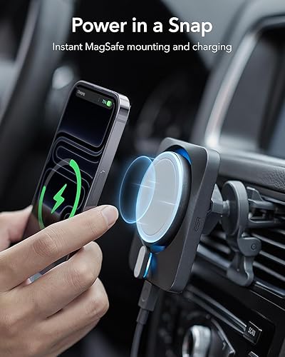 Miniatura 5 de ESR Cargador MagSafe para coche de 15 W con CryoBoost, fabricado para Apple, para soporte de automóvil MagSafe, cargador inalámbrico magnético para