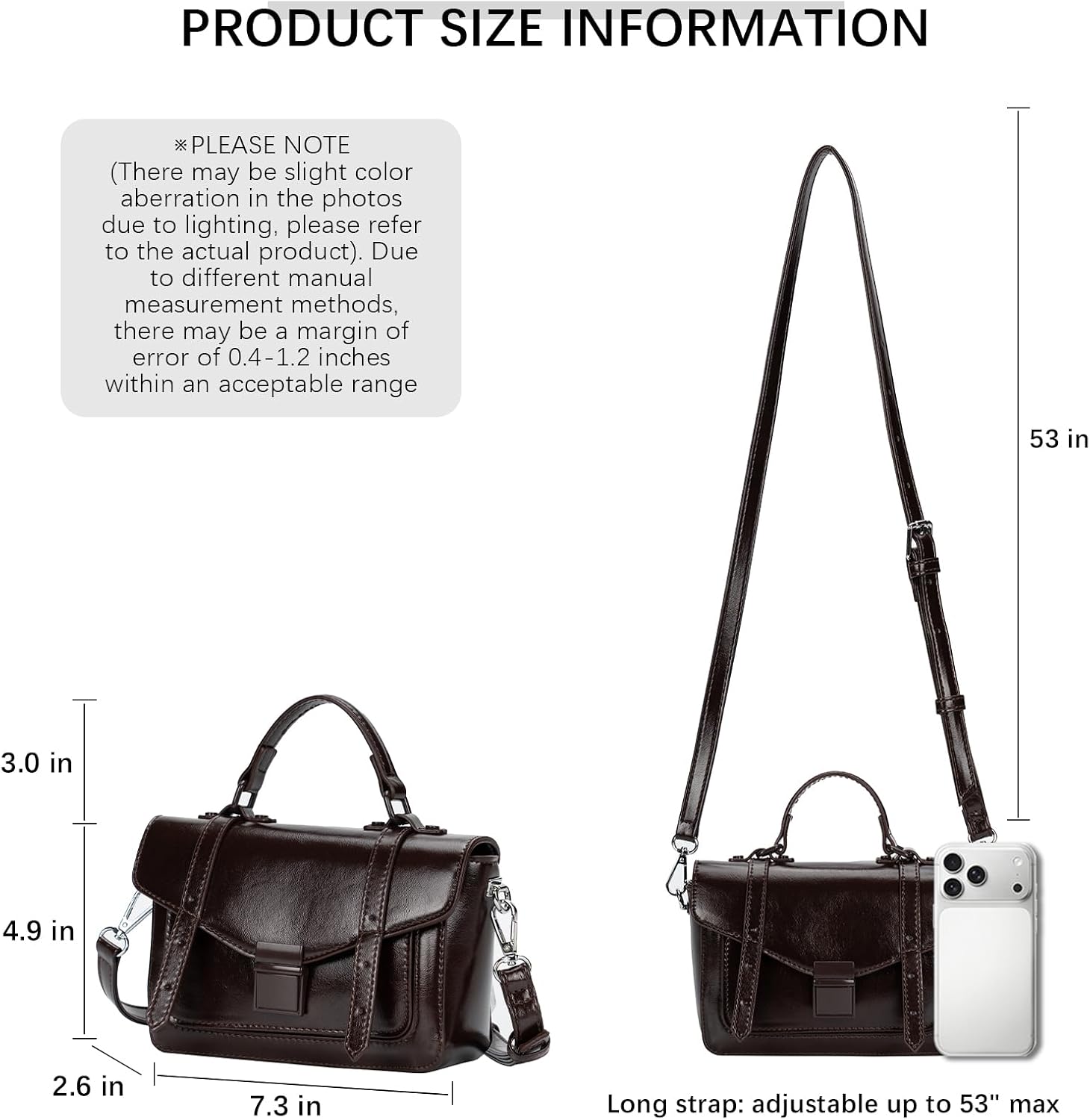 ALEX&MIA Mini Top Handle Crossbody for Women, Classic Satchel with Detachable Strap & Waxed Leather, Ideal for Daily Wear