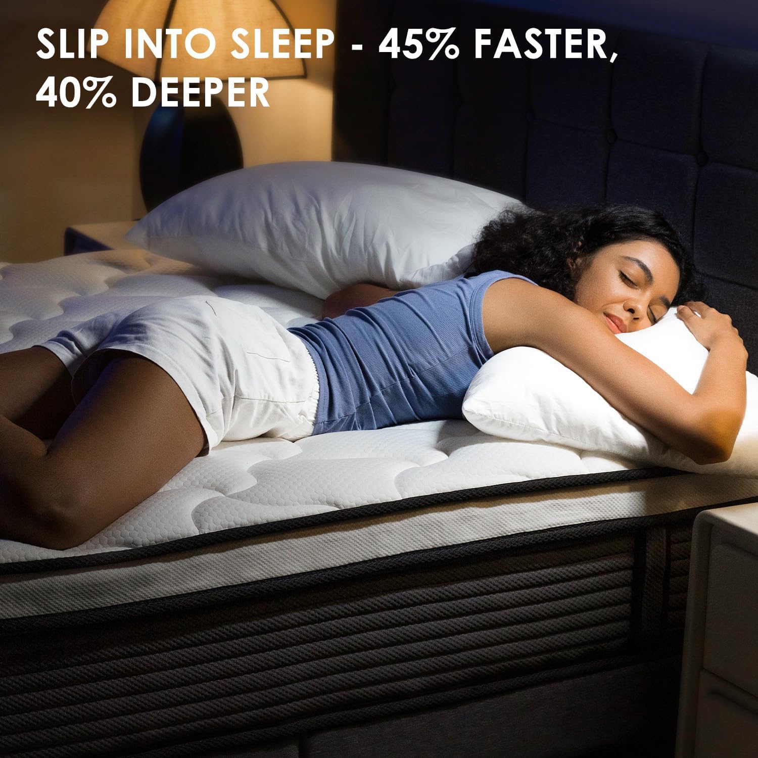 King Size Mattress, 12 Inch Hybrid Mattress in a Box, Hotel-Level, Extra Lumbar & Shoulder Support, Cooling Bed with Memory Foam & Individually Pocket Innerspring, Pressure Relief, 365 Night Trial