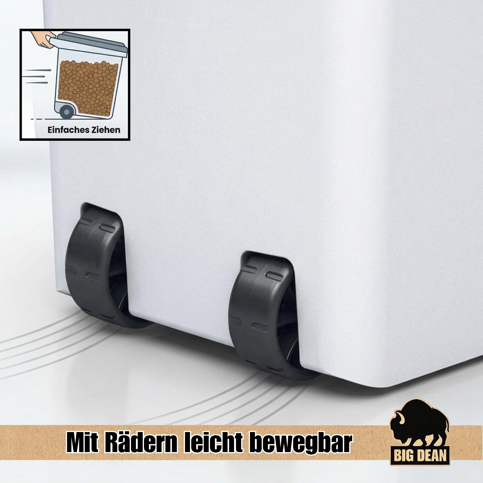 BigDean Futterbehälter 40 Liter mit Rädern Dichtungsring verbindbar