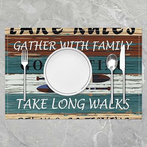 Miniatura 6 de Lake Rules - Manteles individuales decorativos para mesa, manteles individuales cuadrados para mesa de comedor para sofá, dormitorio, sala de estar,