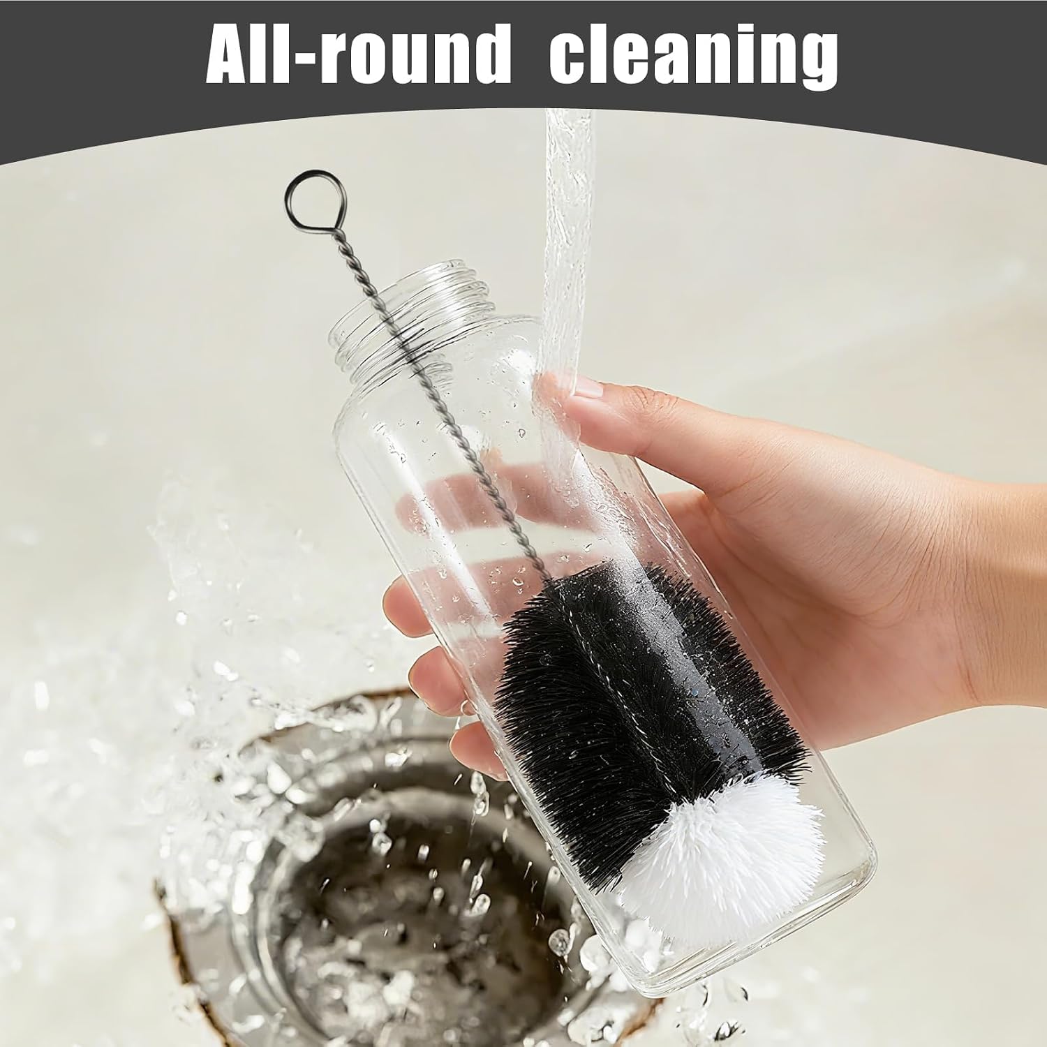 Bottle Brush for Sodastream Bottle 14.17" Cleaning Brush with Gentle & Anti-Scratch Bristles Bottle Cleaner for Soda Stream Bottle, Sports Water Bottles, Glasswares