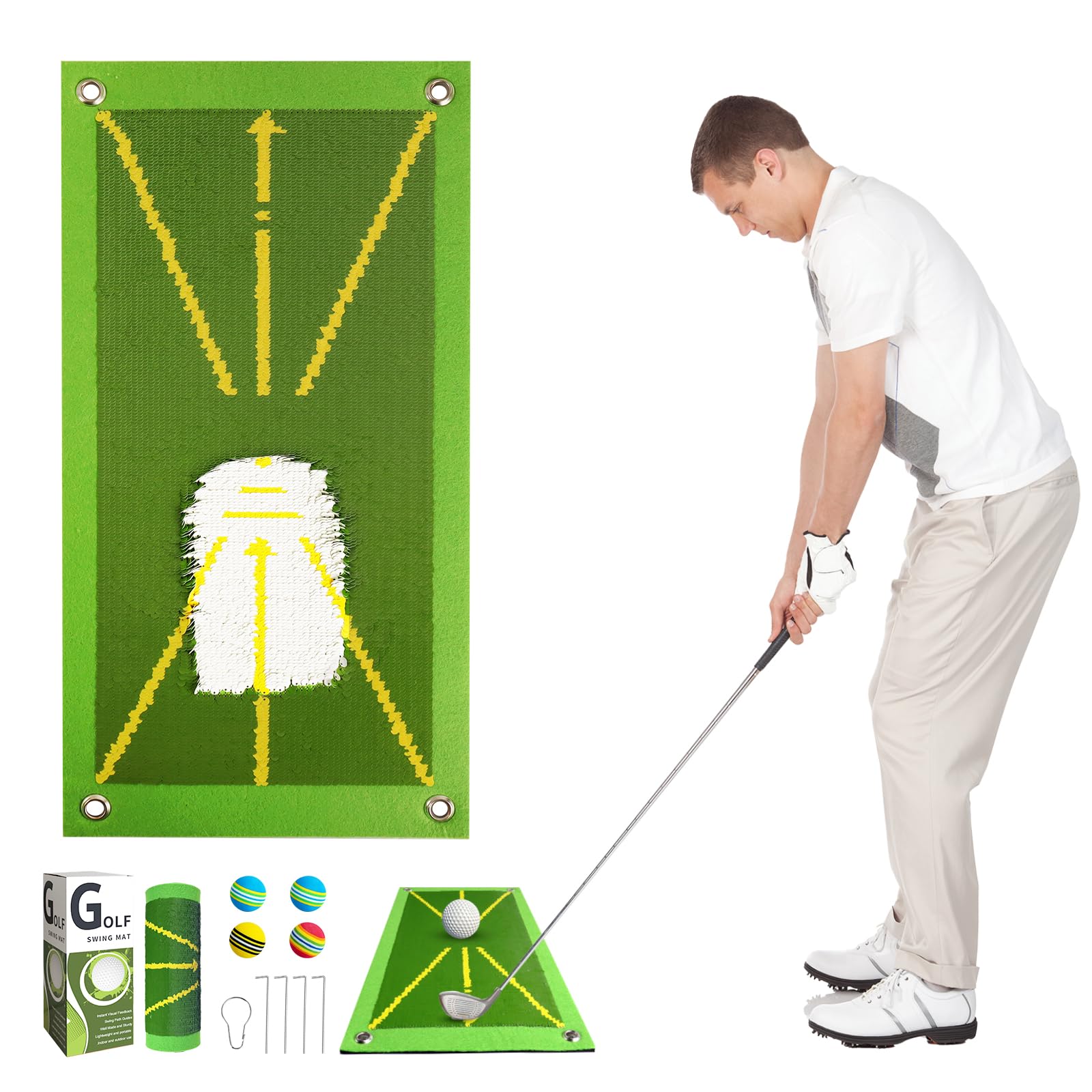 Golf Training Mat for Swing Detection - Path Visual Feedback Golf Hitting Mat - Premium Golf Practice Mats - Golf Mats Practice Outdoor Indor