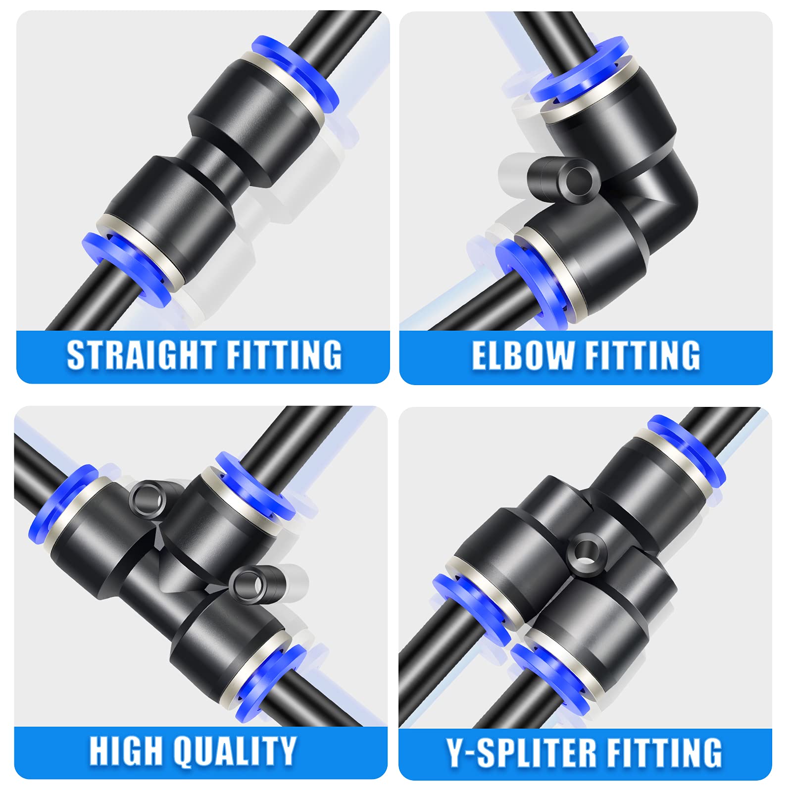 10 piezas azul de 10 mm de diámetro exterior en T de 3 vías empujar para conectar neumáticos accesorios (PE-10) — view 7