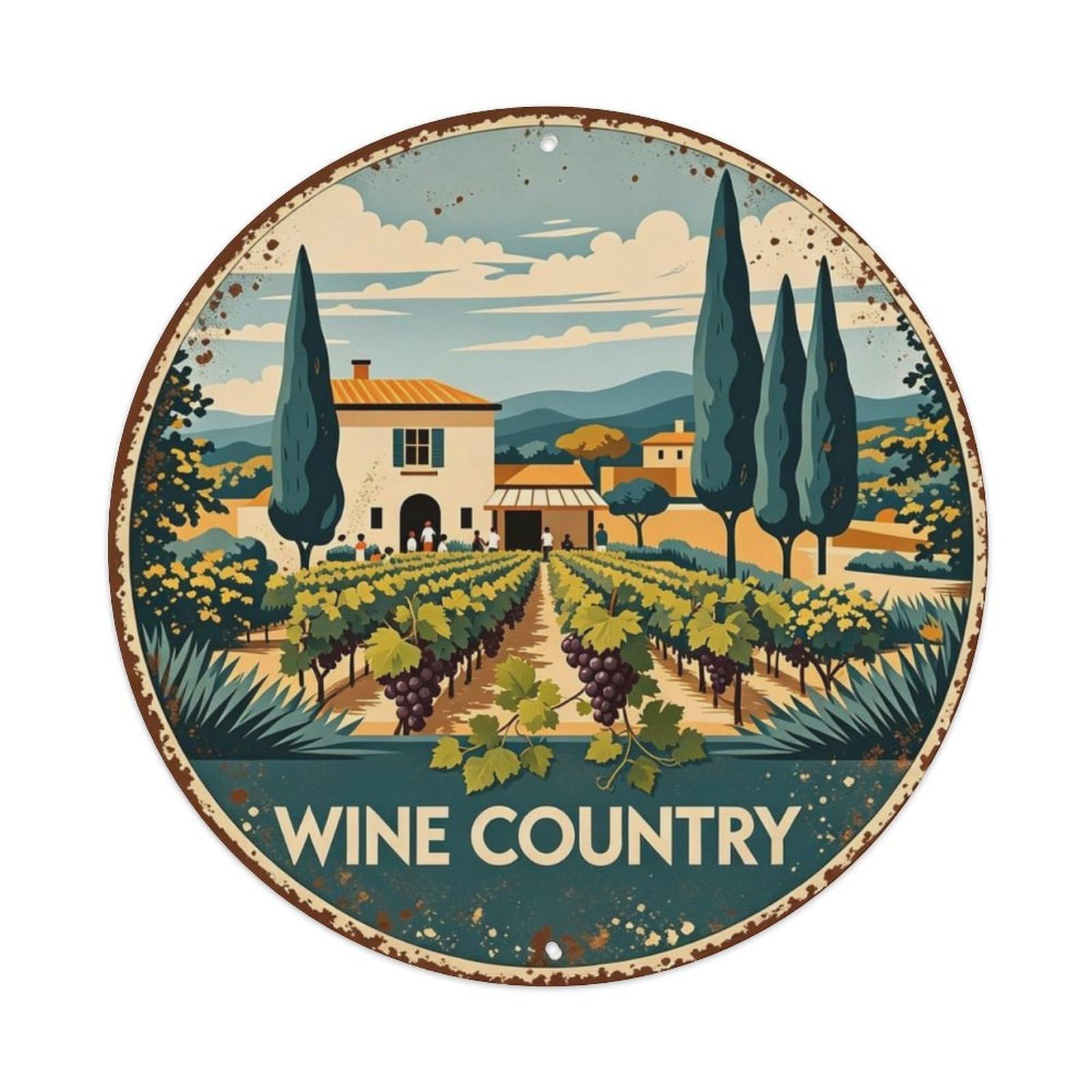 Italian Wine Country Metal Tin Sign Plaque