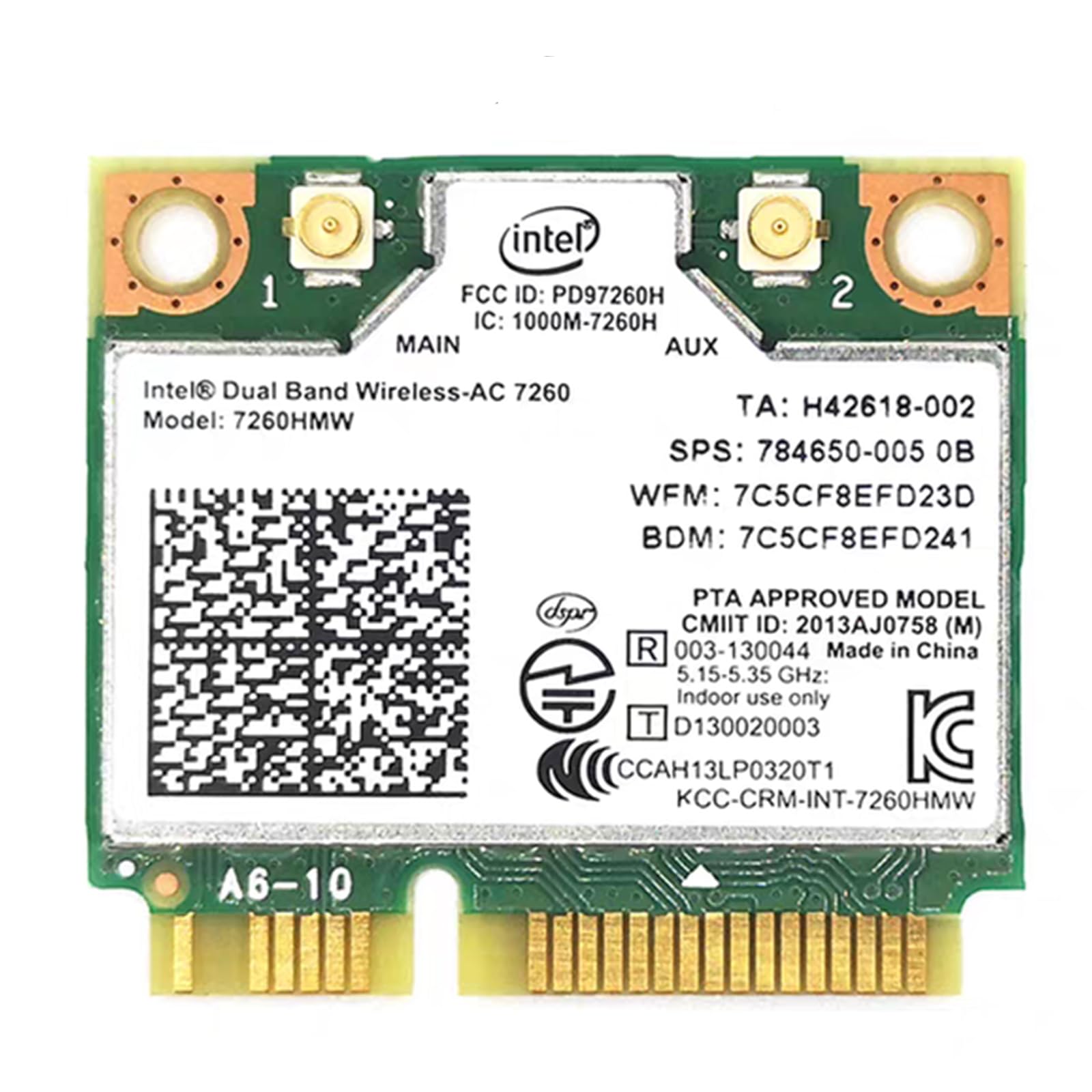 MQUPIN Dual Band Wirless- Intel 7260.HMW Dual Band Wireless Card-AC 7260 Network Adapter+Bluetooth 4.0 USE for Intel AC Half Mini Pcie Card 802.11 b/a/g/n/ac(1 Pack)