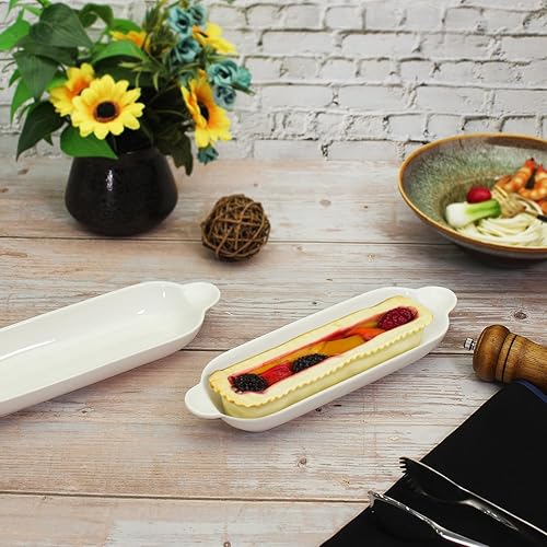 Miniatura 6 de Ceramics - Bandeja para galletas de oliva, grande, resistente a astillas, canoa de oliva de porcelana blanca, apta para lavavajillas, para