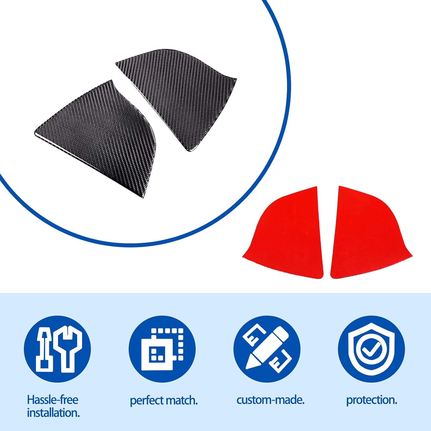 Inner Door Panel Decals Sticker Soft Carbon Fiber 2PCS Compatible with Corvette C7 Stingray 2014-2019 Car Door Anti-Impact Buffering Cushions (Door Anti-Impact Buffering Cushions-Black Carbon)