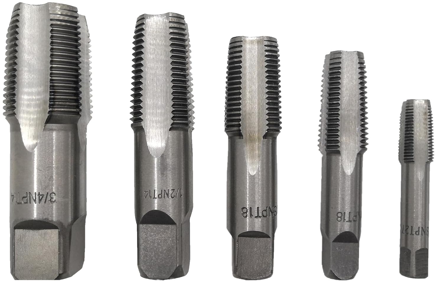 5Pc NPT Thread Forming Taps 1/8 1/4 3/8 1/2 3/4 Pipe Taps Set High Speed Steel