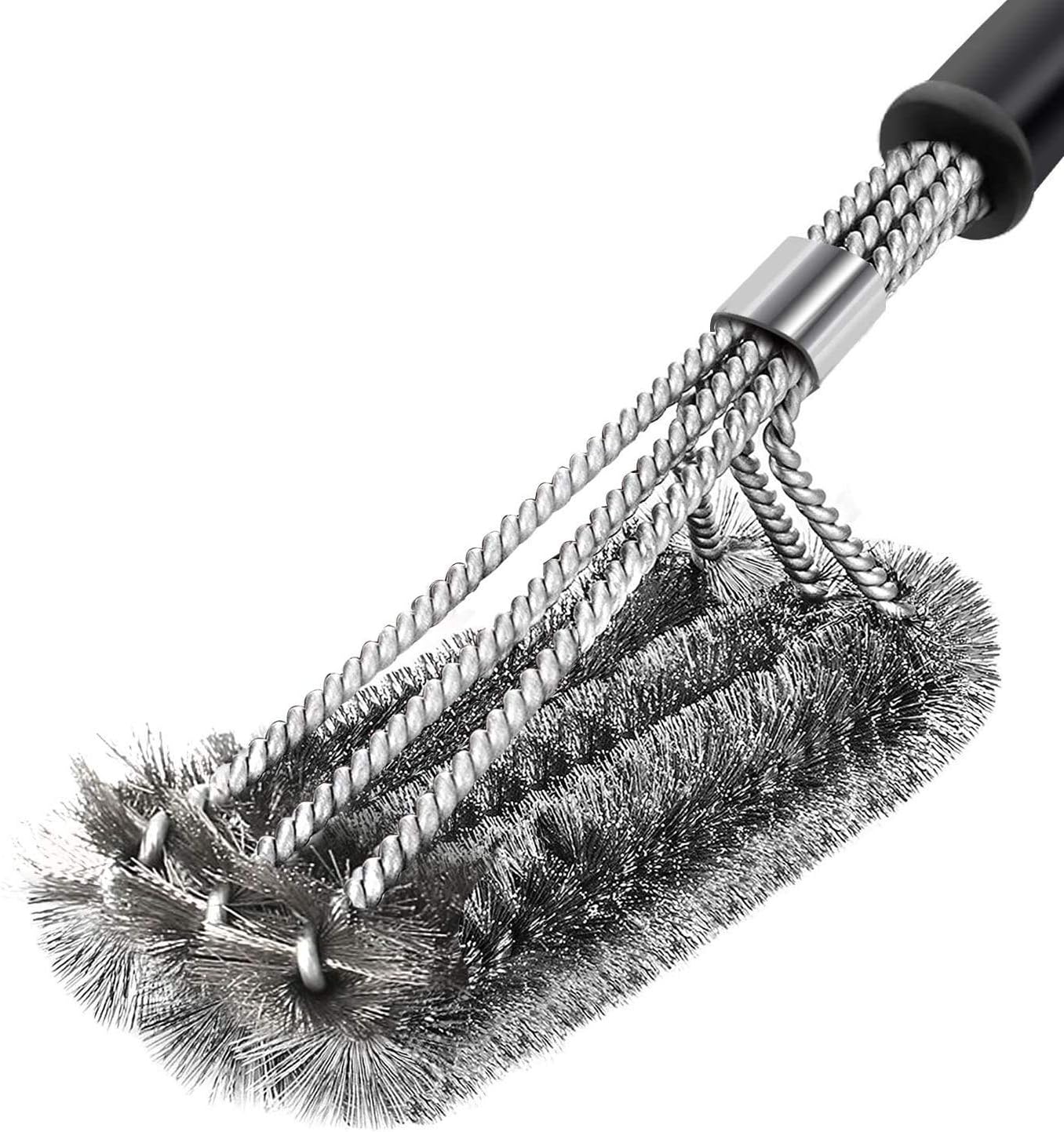 BBQ Grill Brush Cleaner, Safe 3 in 1Stainless Steel Woven Wire Bristles