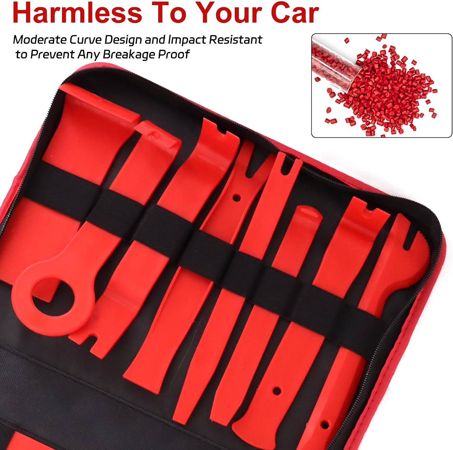 19Pcs Trim Removal Tool Kit, Auto Clip Pliers Fastener Remover Set,Plastic Pry Tool Repair for Car Panel Dashboard,Audio,Dash,Window,Clip and Upholstery with Storage Bag,Red