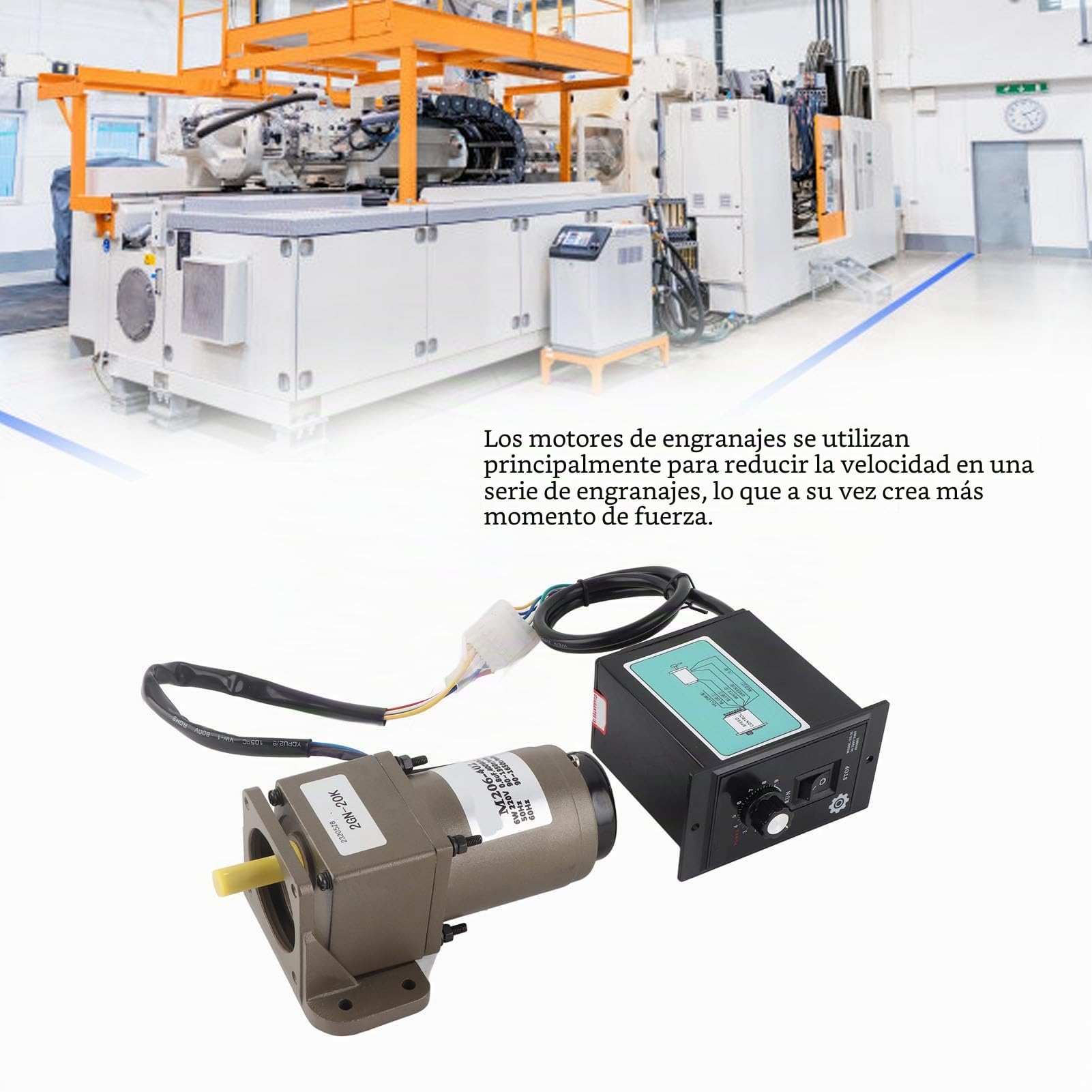 Motor Asíncrono Monofásico 220V 6W con Reductor de Velocidad Ajustable Reversible 4 Polos Metal para Aplicaciones Industriales
