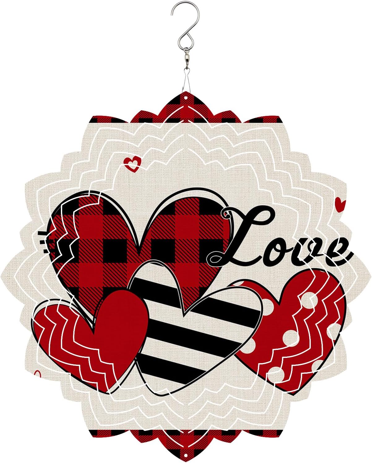 Wind Spinners for Outdoor - 12in, Valentine's Day 3D Hanging Stainless Steel Wind Sculpture for Patio, Lawn, Garden Yard Balcony Art Decor