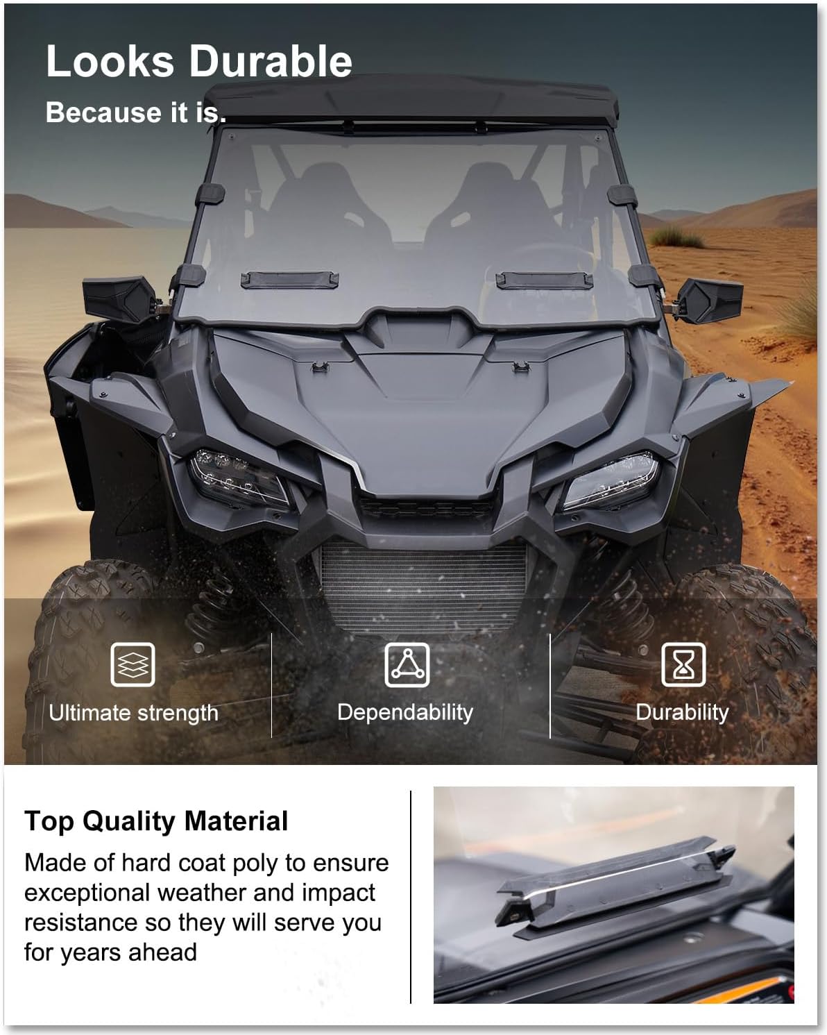 KIWI MASTER Vented Full Windshield for 2019-2026 Honda Talon 1000R 1000X 1000X4 1000R4 Accessories, Hard Coat Poly Front Window, Heavy Duty Polycarbonate, Scratch Resistant