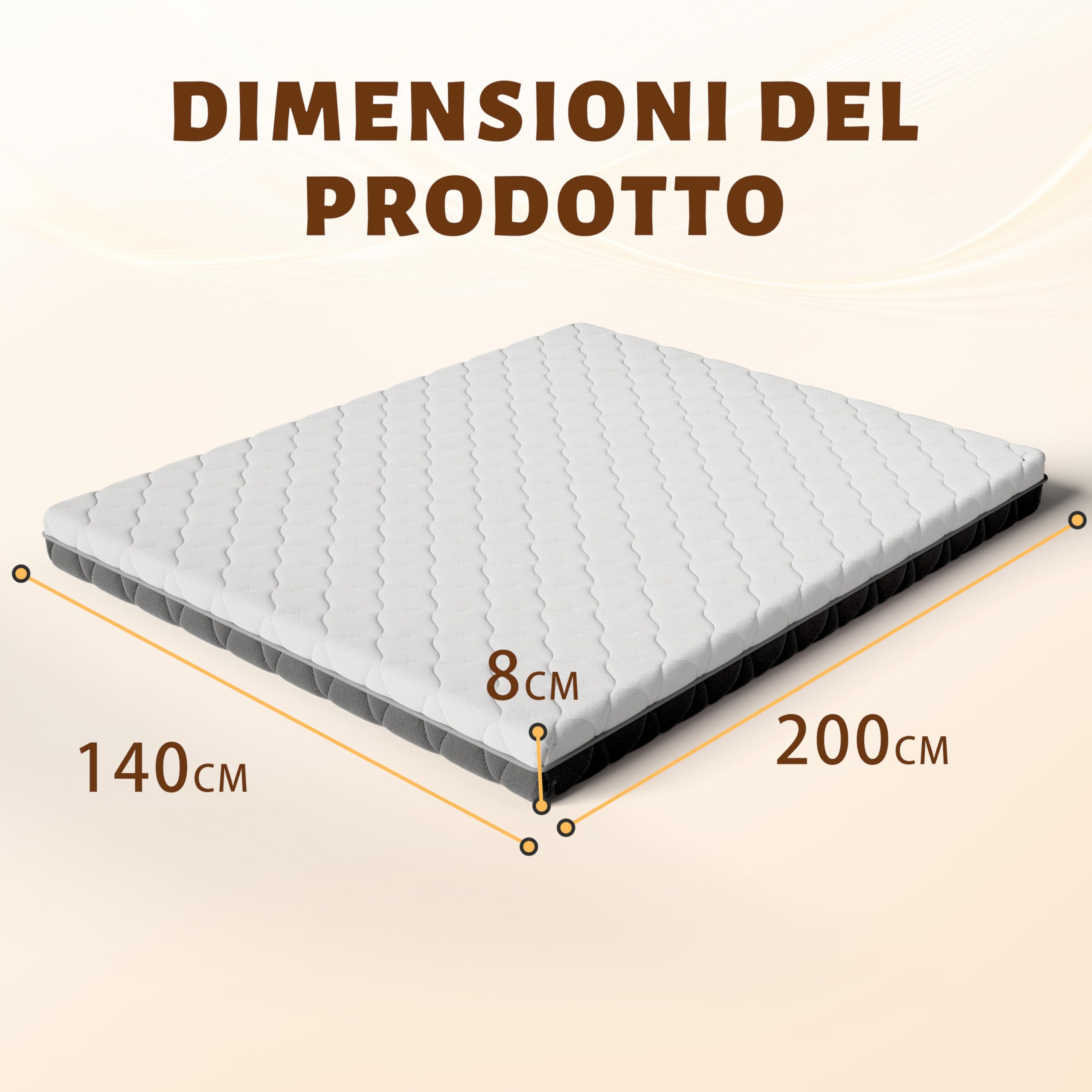 Vipbear Topper Matrimoniale 140x200, Coprimaterasso in Schiuma Memory a Gel a Doppia Faccia Spessore 8 cm, Traspirante e Fresco, OEKO-TEX, Tessuto Delicato Sulla Pelle，Livello di Durezza H2,H3