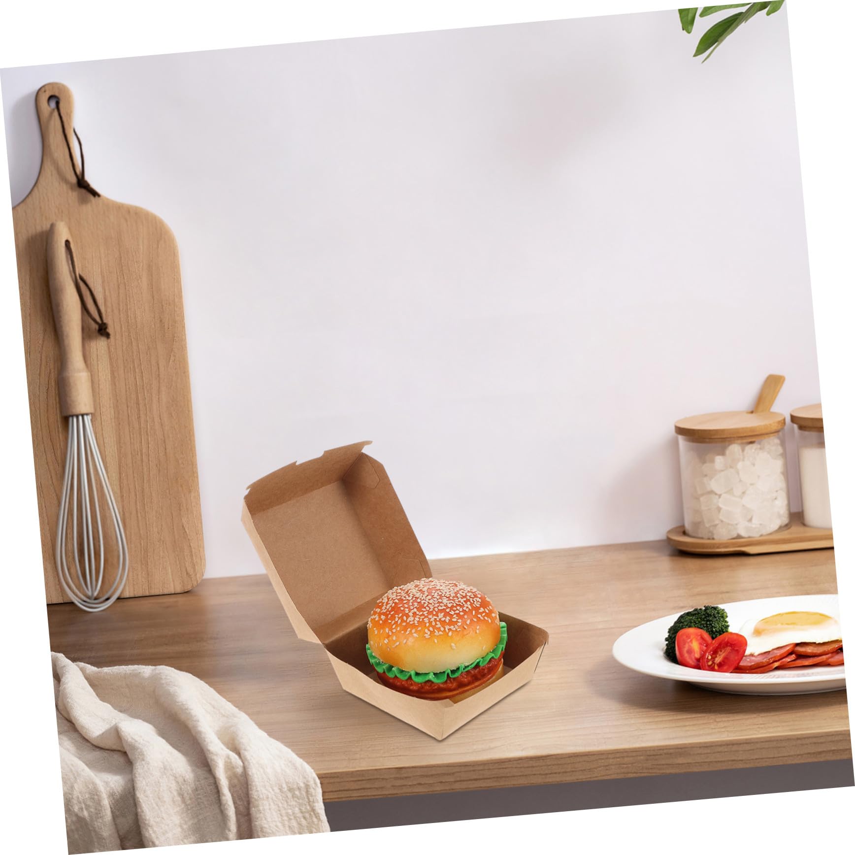 Cabilock Hamburgerboxen Kleine Mitnahmeboxen aus Kraftpapier 30 Stück Lebensmittelecht und Tragbar für Picknick und Takeaway