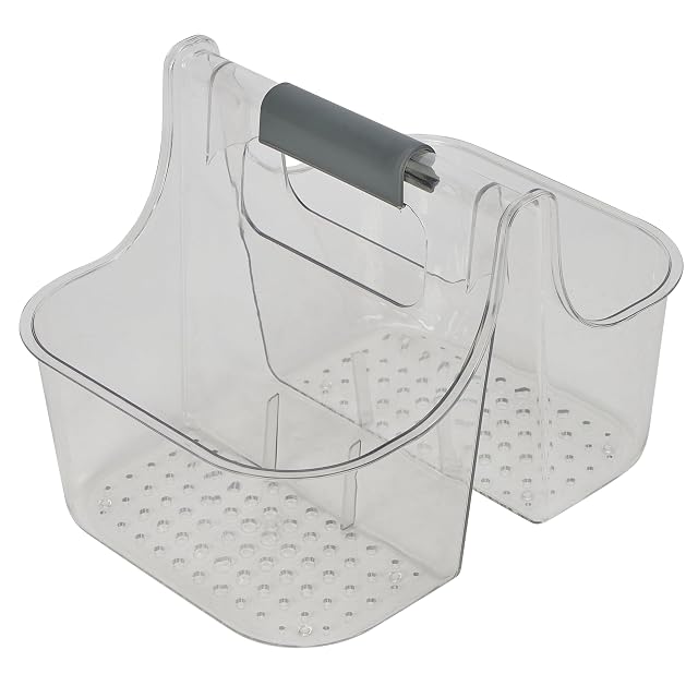 Simplify Portable Shower Caddy 2 Compartments Handle for Easy Trasport Self Draining Multipurpose Organizer Home Storage Dimensions 10