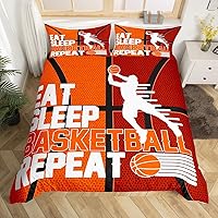 Vista 1 de Feelyou Eat Sleep - Juego de ropa de cama de baloncesto para niñas y niños, funda de edredón de baloncesto, funda de edredón para jugadores, funda