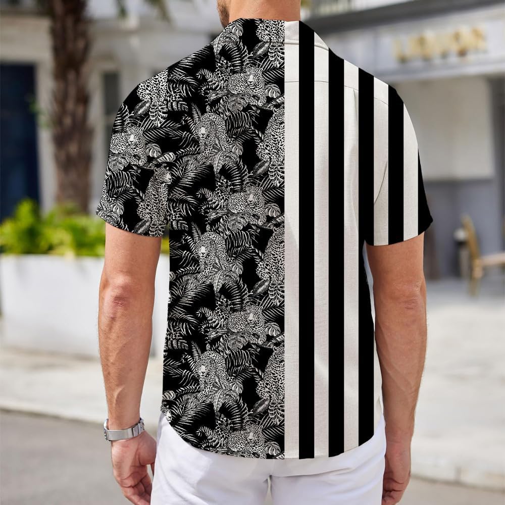 Mens Funny Hawaiian Shirts 3D Graphic Button Down Short Sleeve Tropical Holiday Beach Aloha Shirt - Image 3